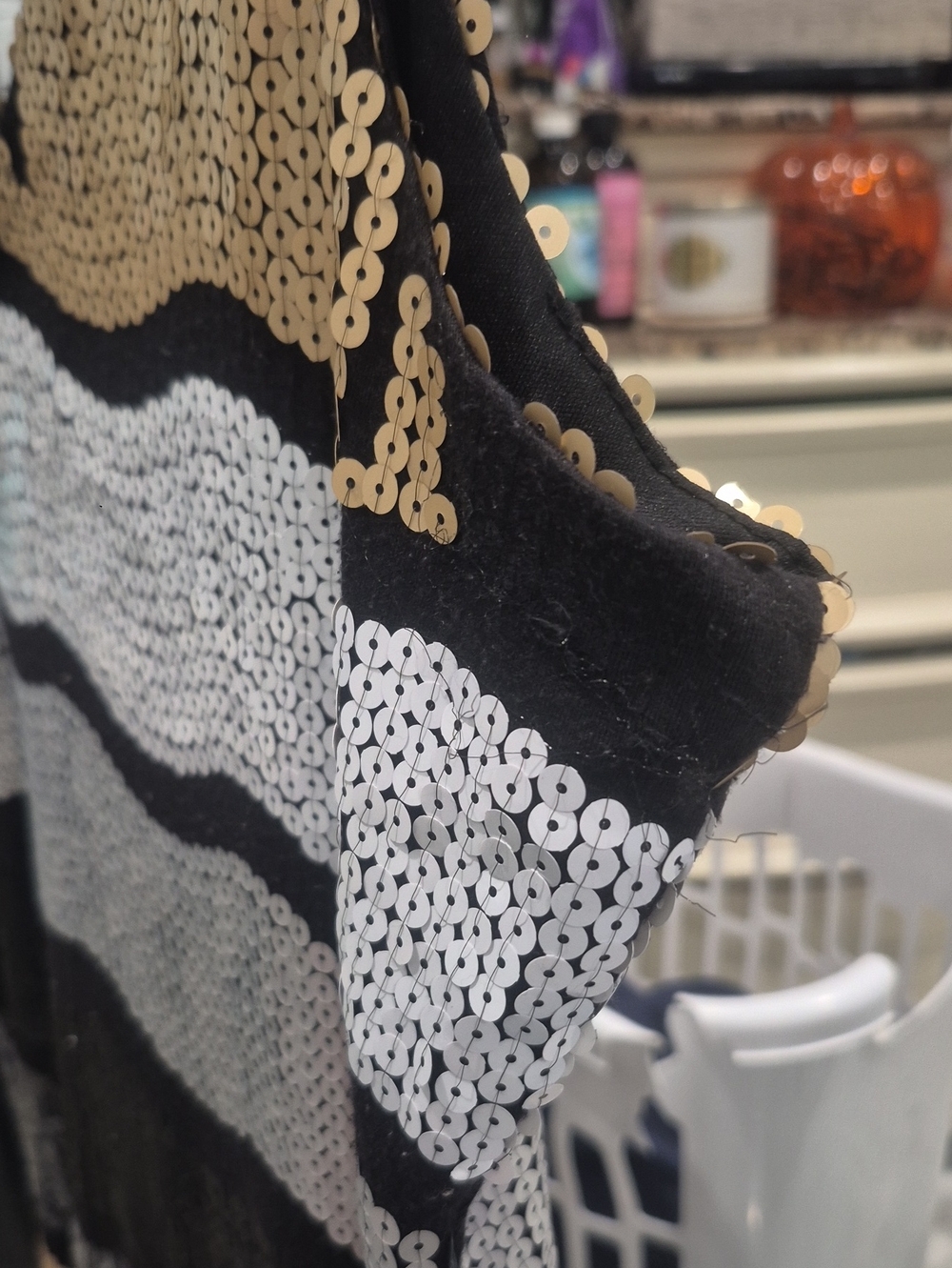 Sequin Striped Tank Dress in Gold, Silver, White, Rosegold & Black & A Wavy Tail - Picture 5 of 8